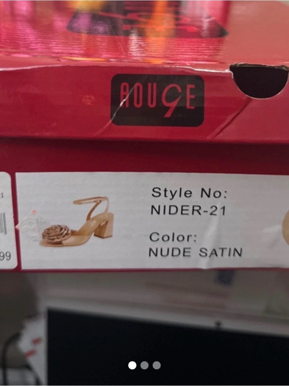 Rouge Helium NIDER-21 Nude Satin Block Heel Sandal with Floral Accent